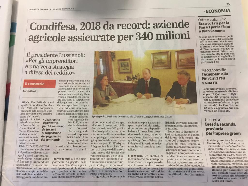 Condifesa lombardia nord-est - rassegna s tampa dicembre