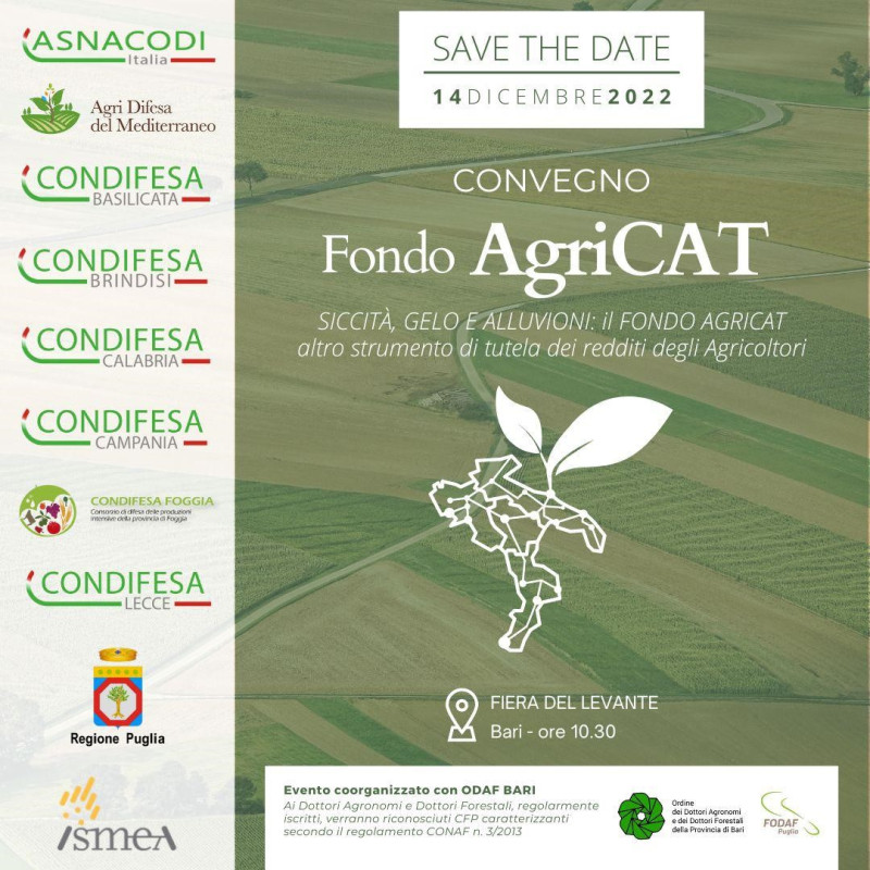 Convegno dedicato al "Fondo AgriCAT" - SICCITÀ, GELO E ALLUVIONI: Il Fondo AgriCAT altro strumento di tutela dei redditi degli agricoltori